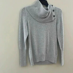 [S] Banana Republic Light Gray Waffle Knit Sweater with Button adjustable T Neck